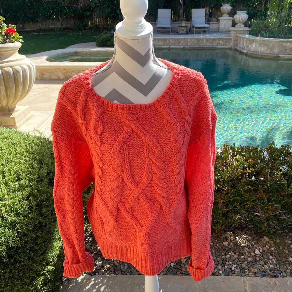 Sleeping on snow sweater from anthro.  Sz M, beautiful orange sherbet color.